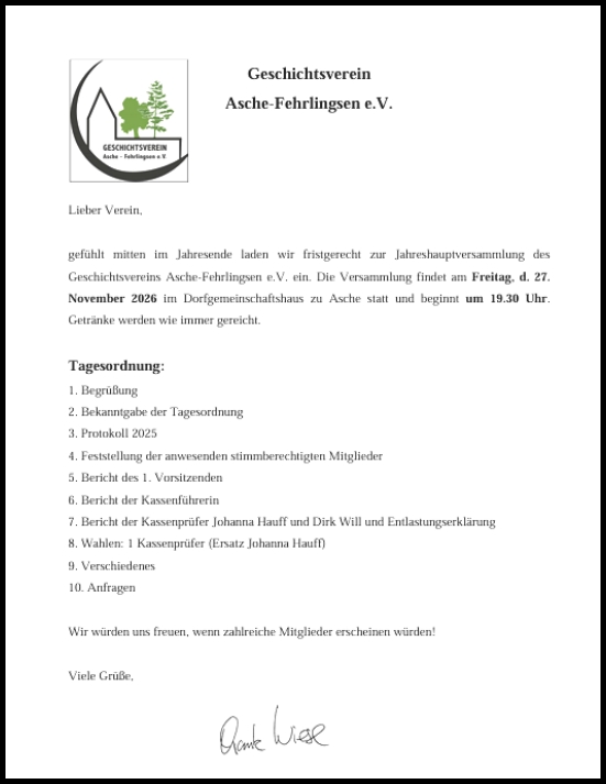 Jahreshauptversammlung GV 2026